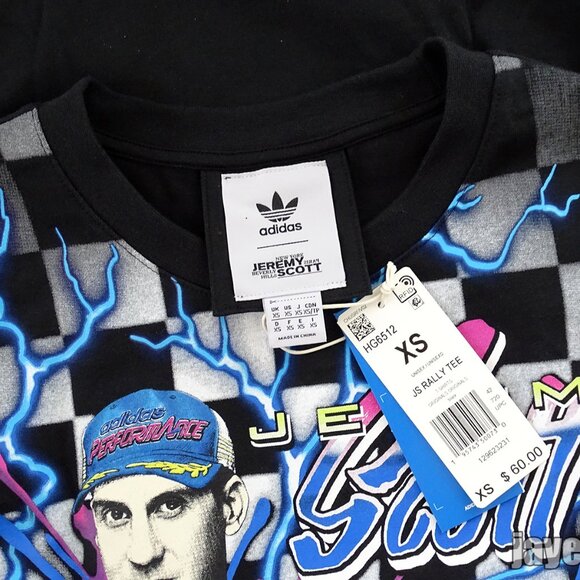 $60 ADIDAS ORIGINALS x JEREMY SCOTT RALLY RACING GRAPHIC SHIRT HG6512 BLACK XS - Picture 7 of 7